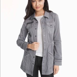 WHBM White House Black Market long utility style grey jacket
